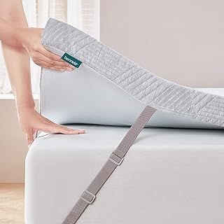 Mattress Topper Double Bed Thick, Mattress Topper Double Bed with Machine Washable Bamboo Fibre Cover