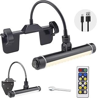 HONWELL LED Picture Light with Remote Control, Wireless Rechargeable Dimmer Wall Light, Rotating Light Head Painting Light, Artwork Light with 3 Lighting Modes,Display Lights for Dartboard, Black