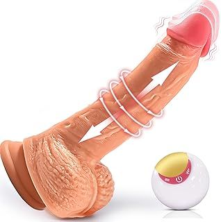 Thrusting Dildo Vibrator Sex Toys for Women, 8x8 Modes Thrusting Vibrating Rotating Realistic Dildos Telescopic Penis for G Spot Clitoral Anal Stimulation Adult Sex Toys4women Strong Suction Cup 8.7in