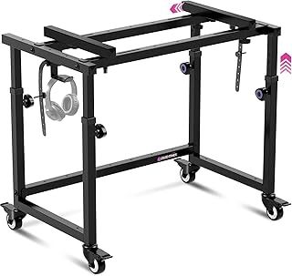 Piano Keyboard Stand Music Studio Desk for Music Production - Electric Digital Pianos Synths for 49 54 61 88 Key - Rolling Home Recording Studio Workstation DJ Keyboard Table - Keyboard Piano Stand