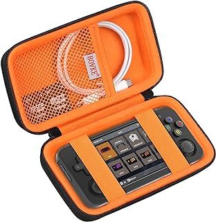 BOVKE Carrying Case Compatible with Anbernic RG35XX H Retro Handheld Game Console, RG35XX H Retro Gaming Console Travel Bag with Mesh Pocket for TF Cards, Charging Cables, Black