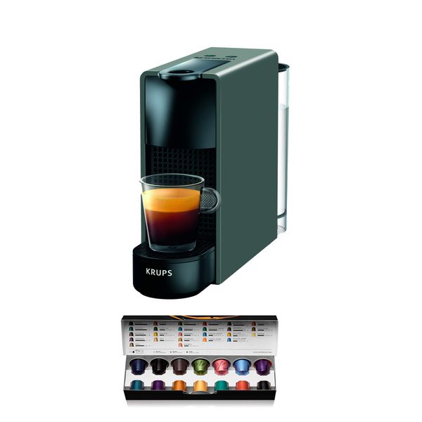 Nespresso Krups XN110BRD Essenza mini coffee capsule machine | 0.6 L | 19 bar | energy saving mode | grey | energy class A