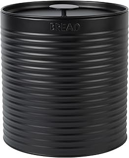 Russell Hobbs RH03269EU7 Ribbed Bread Bin – Metal Bread Box, Large Kitchen Canister, Countertop Storage/Organisation, Durable Powder-Coated Steel, Pull Top Lid, Easy to Clean, Ribbed Design, Black