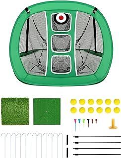 Chipping Net - Pop Up Golf Practice Net with 2 Mats, 12 Training Balls & Tees