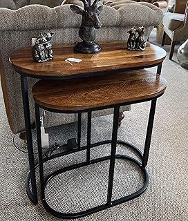 Elm home and garden Nest of Tables Oval Wooden 62cm Wide x 32cm Deep x 61cm High (Dark)