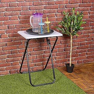 URBNLIVING Metal Legs Folding Side Coffee Table (White, Small)