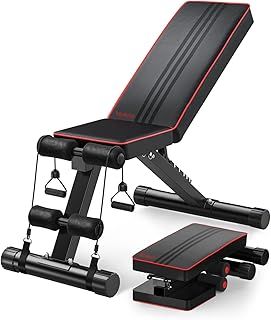 Yoleo Adjustable Weight Bench, 300KG Stable Strength Training Bench, Fast Folding Bench Utility Incline/Decline Gym Bench for Home Full Body Workout