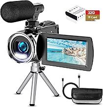 Hojocojo Video Camera Camcorder, 4K 48MP 30FPS Video Recorder, 18X Digital Zoom Camera Recorder 3.0" IPS Screen Vlogging Camera for YouTube with Tripod, Batteries, 32GB SD Card