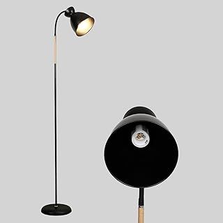 Floor Lamp, Floor Light for Living Room,Holder Without Bulb,E27 Lamp 60W Max, Black Floor Lamp Adjustable Metal Heads Corner Industrial Floor Lamp for Bedroom, Living Room (Black)