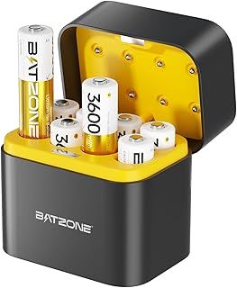 8xAA Rechargeable Lithium Batteries with Charger, 3600mWh High Capacity 1.5V AA Batteries, Long Lasting Rechargeable AA Li-ion Battery with Integrated Charing Storage Box