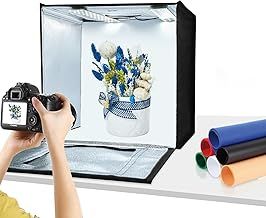 PULUZ Light Box 40 * 40CM Photo Studio Lightbox Kit White Light Dimmable Portable Foldable Shooting Tent for Photography Items with 64 Beads + Soft Cloth + 2 Light Board + 6 Colors Backdrops