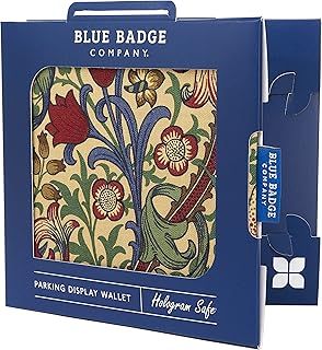 Blue Badge Co Disabled Parking Permit Wallet in William Morris Acanthus Teal, Hologram-Safe Wallet UK Made, Disabled Parking Permit Cover Holder Includes Timer Clock, Disabled Badge Holder for Car