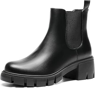DREAM PAIRS Women's Elastic Chelsea Ankle Boots Platform Low Chunky Block Heel Lug Sole Slip on Fall Heeled Boots SDAB2316W