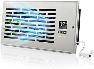 Feekoon Quiet Vent Fan Booster 4" x 10" Smart Register Booster Fan with Fan Booster Thermostat Control Booster Fan Heating Cooling Ac Vent Increase Airstream from Registers (Gray,1 Pack)