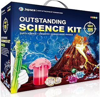 Japace 105 Science Experiments Kit for Kids, Educational Science Kit STEM Toys Christmas Birthday Gifts Ideas for Boys Girls, Chemistry Set, Growing Crystals, Gemstone Excavation, Volcano Eruption