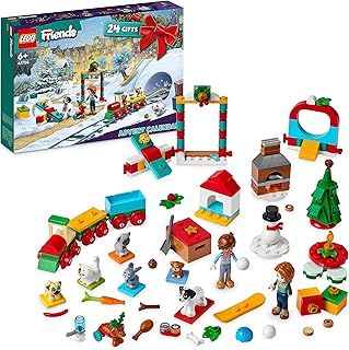 LEGO 41758 Friends Advent Calendar 2023 with 24 Surprise Gifts Including 8 Pet Figures, 2 Mini-Dolls and Festive Toys, Christmas Countdown Gift for Girls, Boys, Kids