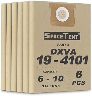 Puroom 6 Pack DEWALT DXVA19-4101 High Efficiency Replacement Filter Bags for DEWALT 6 to 10 Gallon Wet/Dry Vacs - Part # DEWALT DXVA19-4101 & Vacmaster VHBM by