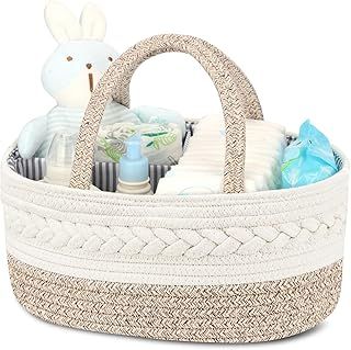 Maliton Nappy Caddy, Cotton Rope Newborn Essentials Diaper Caddy，Sturdy Portable Baby Caddy Storage Basket with Detachable Compartments，Nappy Caddy Organiser Baby Essentials for Newborn, Brown