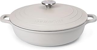 Casserole Dishes with Lid Oven Proof – Non Stick Shallow Dutch Oven – Induction Cooking Pot – Oven Safe Aluminium Stockpot – 3.9L, 28cm, Grey – by Nuovva