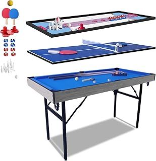 HLC 5FT Folding Kids Pool Snooker Billiards Table Games Table With Balls Gifts For Kids Adult 140 * 74.3 * 80.3CM…