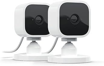 Blink Mini | Indoor plug-in pet security camera, 1080p HD day and night video, motion detection, two-way audio, easy setup, Alexa enabled — 2 cameras (White)