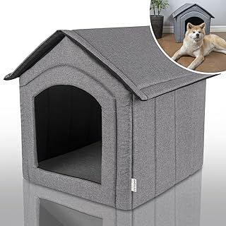 Pet House For Dogs Cats Foldable Shelter Bed For Animals Waterproof Washable With Removable Cushion Size XXL, Grey