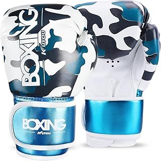 KUYOU Kids Boxing Gloves, Boxing Gloves for Children 3-9 Youth Boys Girls Toddler PU Cartoon Sparring Training Boxing Gloves for Punching Bag, Kickboxing, Muay Thai, MMA (Pearl Blue)