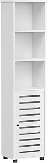VASAGLE Floor Cabinet, Bathroom Cabinet with 3 Open Compartments and 2 Adjustable Shelves Behind The Door, Storage Cabinet for Living Room, Entrance, Kitchen, Bedroom, Rustic Brown BBK160X01