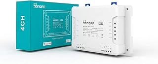 SONOFF 4-gang 2.4GHZ WiFi Smart Switch with Remote Control Smart Time Function, Compatible with Alexa and Google Home, No Hub Required, 4CHR3