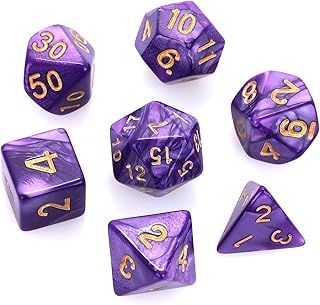 7 Pieces DND Dice Set for Dungeon and Dragons, Purple Nebula Polyhedral Dice RPG Role Playing Table Games D&D D20 D12 D10 D8 D6 D4 (Purple)