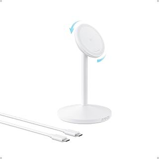 Anker MagGo Wireless Charger, 15W Fast Charging MagSafe Charger Compatible Wireless Charging Stand with USB-C Cable, Qi2 Wireless Charger, For iPhone 16/15/14/13 Series and AirPods (No AC Adapter)