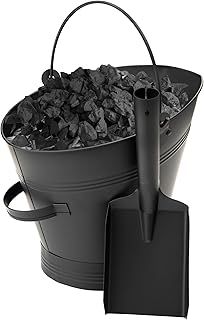 Waterloo Style Fireplace Coal Scuttle Mat Finish Black Bucket Hod with Shovel by Crystals®