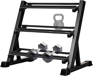 FK Sports AdjustableThree layer Dumbbell Rack 9 Tiers Black for Home Gym | Weight Rack Dumbbell | Free Weight Stand | Storage Rack Multi-layer Weights Holder 400Kg