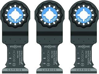 BOSCH OSL114C-3 3-Pack 1-1/4 in. Starlock Oscillating Multi Tool Metal & More Carbide Extreme Plunge Cut Blades for Cutting Iron Bar, Metal, Wood with Nails, Drywall and Tile