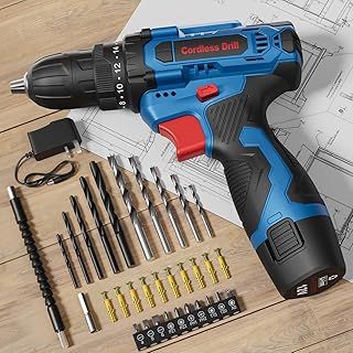FAHEFANA Cordless Drill 20V, Battery Drill with 2 Batteries 2.0Ah, 42Nm Power Electric Drills Cordless, 25+1 Torque, 89PCS Cordless Drill and Screwdriver Set, 2 Speed, LED Light Combi Drill for DIY