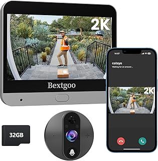 Bextgoo 2K Door Peephole Camera (Door View Cam) with 32GB Memory Card, Doorbell Camera Wireless with 4.3" Color Monitor, 8000mAh Battery, 170° Wide View, Motion Detection Alerts, Night Vision