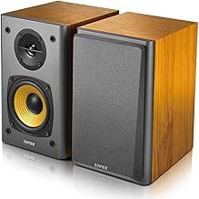 Edifier R1000T4 Active 2.0 Powered Bookshelf Speaker System For TV, PC, Laptop, Computer - 24W Total Power Output - 4" Bass Driver - Brown