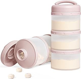 Termichy Baby Milk Powder Dispenser Pots Stackable Baby Formula Container, 2 Pack (Light Pink)