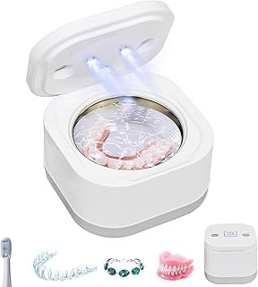 Famisym Ultrasonic Cleaner for Dentures, Retainer, Aligner, Mouth Guard, Toothbrush Head, 45KHz Ultrasonic Cleaner Machine with UV for All Dental Appliances, Jewelry, Diamonds