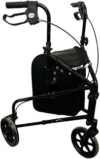 Force Ultra Lightweight 3 Wheel Rollator Aluminium Tri Walker with Bag Black
