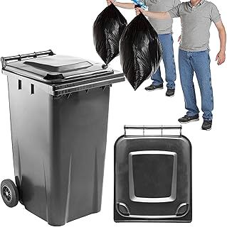 Grey/Black Wheelie Bin - Outdoor Wheel Bin for Trash and Rubbish - Rubber Wheels - 240L