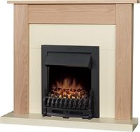 Southwold Fireplace in Oak & Cream with Blenheim Electric Fire in Black, 43 Inch