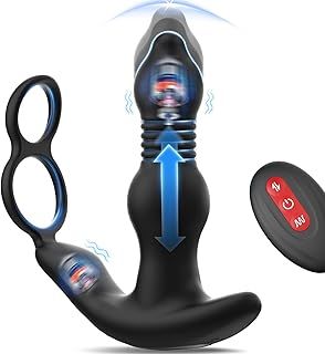 Thrusting Anal Vibrator Male Sex Toys for Men Prostate Massager - Cock Ring & Remote Control, Couples Men 3 Thrust & 10 Vibrating Anal Toys Butt Plug, Adult Mens Male Sex Toy Toys4mens UK