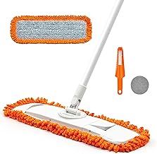 JEHONN Microfiber Floor Mops, Flat Dust Mop for Laminate Hard Wood Floor Vinyl Tile Wall, Wet Dry Mop for Kitchen Bathroom with Scouring Pad