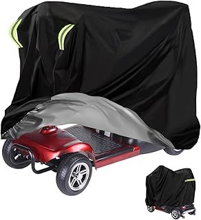 170x61x117 cm Mobility Scooter Cover Waterproof, 420D Heavy Duty Wheelchair Storage Protective Cover Outdoor, Disability Scooter with Elastic Band Protect from Snow Rain Sun Dust