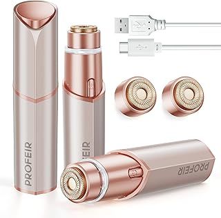 Facial Hair Removal for Women: Electric Hair Removal Device - Rechargeable Painless face Razor for Chin Upper Lip Peach Fuzz with Light (Rose Gold)