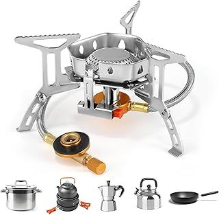 Camping Gas Stove, Portable Camping Stove Outdoor, 3500W Windproof Fishing Gas Stove with Piezo Ignition, Single Head Camping Gas Burner for BBQ, Hiking, Camping, Trekking, Picnic