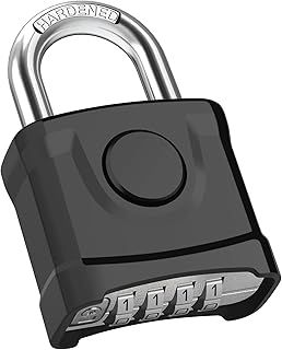 Diyife Heavy Duty Combination Padlocks, [Weatherproof Outdoor] Large 4 Digit Code Lock, 54mm with 8mm Thick 304 Stainless Steel Shackle Padlock for Gate, Shed,Fence, Hasp, School, Gym (Black)