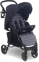 My Babiie MB30 Pushchair – from Birth to 4 Years (22kg), Easy Compact Fold, Large Shopping Basket, Adjustable Handle, Stroller Includes Cup Holder, Rain Cover – Black & Grey