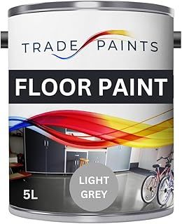 Heavy Duty Quick Dry Floor Paint - Garage, Workshop, Warehouse, Industrial Floor Paint - Ideal For Concrete, Stone, Brick, Wood & Metal (Light Grey BS00A05, 5 l Pack of 1)